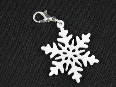 Schneeflocke Charm Anhänger Eisblume Miniblings Schnee Weihnachten weiß 3cm