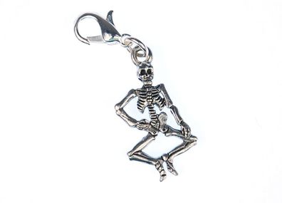 Skelett Charm Knochenmann Anhänger Tod Halloween Steampunk Miniblings versilbert