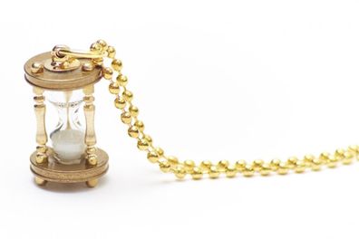 Miniblings Sanduhr Funktionsfähig Halskette 80cm -Eieruhr Uhr Zeit golden Miniatur