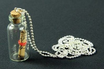 Flaschenpost Schatzkarte Kette Halskette Miniblings 80cm Geheimnis Flasche Glas