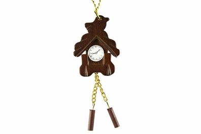 Kuckucksuhr Kette Uhr Halskette Miniblings 80cm Schwarzwald Holz braun vergoldet