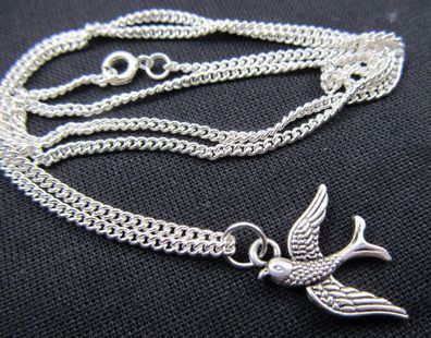 Schwalbe Kette Halskette Miniblings 45cm Vogel Bird Vogelkette Mini versilbert