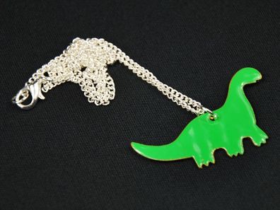 Emaille Dino Kette Miniblings Halskette Dinosauerier 45cm Brachiosaurus grün