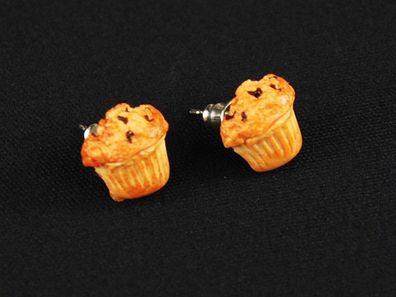 Muffin Ohrstecker Miniblings Stecker Ohrringe Törtchen Cupcake blueberry beige
