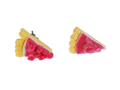 Kirschkuchen Ohrstecker Miniblings Stecker Ohrringe Kuchenstück Mini beige pink