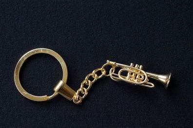 Kornett Schlüsselanhänger Miniblings + Box golden Trompete Flügelhorn Trompeter