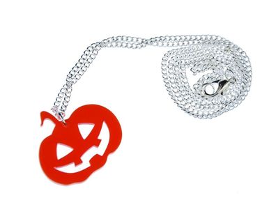 Kürbis Kette Halskette Miniblings 60cm Kürbis Pumpkin Halloween Acrylglas orange