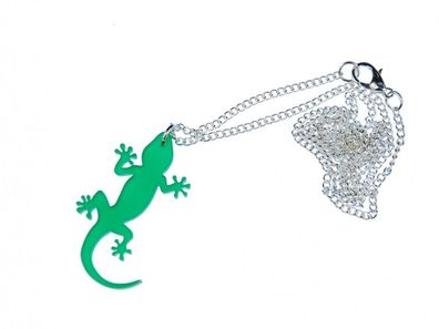 Gekko Kette Halskette Miniblings 60cm Salamander Eidechse Gecko Acrylglas grün