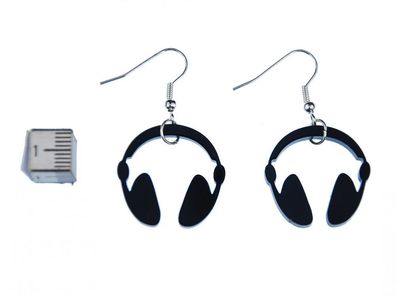 Kopfhörer Ohrringe Miniblings Hänger Headphones Kopfhörer schwarz