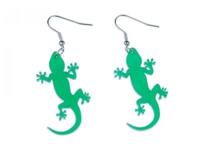 Gekko Ohrringe Miniblings Hänger Salamander Eidechse Gecko Acrylglas grün