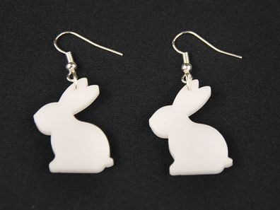 Hase Kaninchen Ohrringe Miniblings Hänger Osterhase Kaninchen Acrylglas weiß