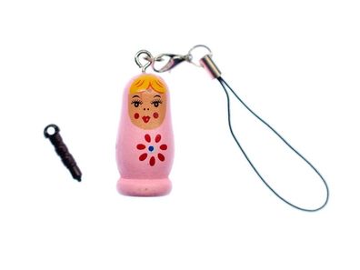 Babuschka Handyanhänger Miniblings Handyschmuck Babuschka Holzpuppe bemalt rosa