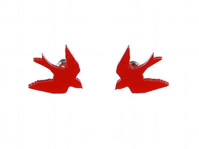 Schwalbe klein Ohrstecker Miniblings Vogel Vögel Mauersegler Acrylglas rot