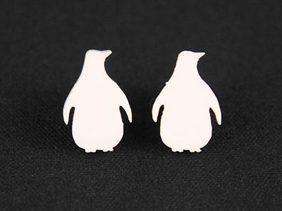 Pinguin mini Ohrstecker Miniblings Ohrringe Pinguin Acrylglas gelasert weiß