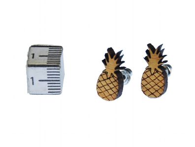 Ananas Ohrstecker Miniblings Ohrringe Pineapple Obst Ananas Holz gefräst braun