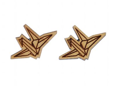Papier Kranich Ohrstecker Miniblings Ohrringe Origami Vogel Schwan Stecker Holz