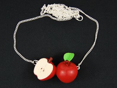Apfelpaar Kette Halskette Miniblings 80cm Apfel Frucht Obst Damen Apfelkette