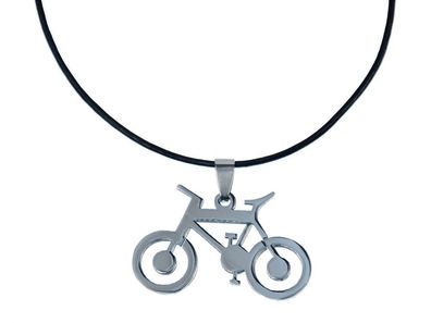 Miniblings Fahrrad Freizeit Lederkette Halskette Biker Jungen Edelstahl Lederkette