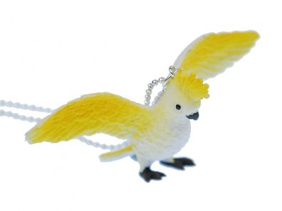Kakadu Kette Halskette Miniblings 80cm Vogel Papagei Tier Gelbhaubenkakadu