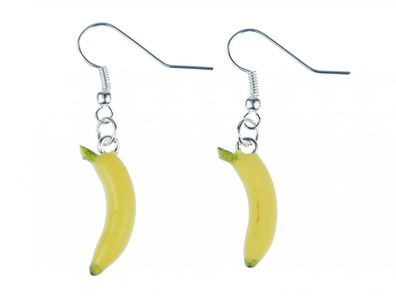 Banane Ohrringe Miniblings Hänger Obst Früchte Sommer 3D Karneval gelb