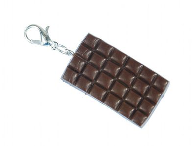 Schokolade Charm Zipper Anhänger Bettelanhänger Miniblings Tafelschokolade braun
