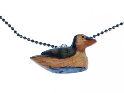 Ente Kette Miniblings Halskette Kugelkette Erpel Vogel Tier Wasser 80cm Holz