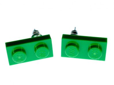 Baustein Ohrstecker Miniblings Stecker Ohrringe Spielzeug Baustein grün Rechteck
