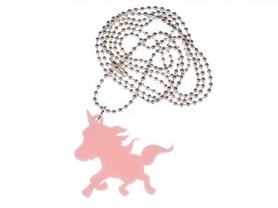 Einhorn Kette Halskette Miniblings 80cm rosa Fantasy Mähne Acrylglas Unicorn