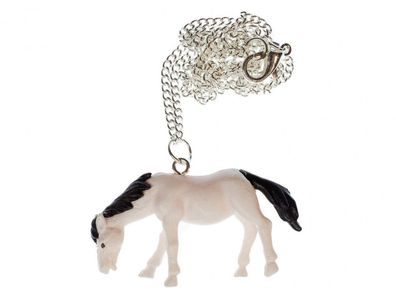 Pferd Kette Miniblings 45cm Schimmel Pferdchen Pony Pferde Reiten Gummi weiß