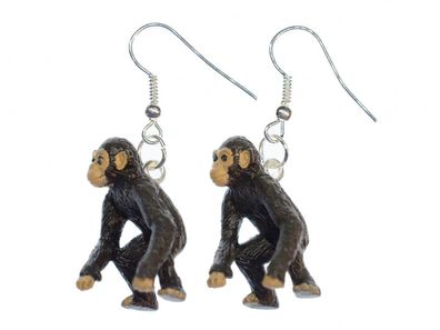 Schimpanse Affe Ohrringe Miniblings Hänger Affen Dschungel Zoo Gummi klein