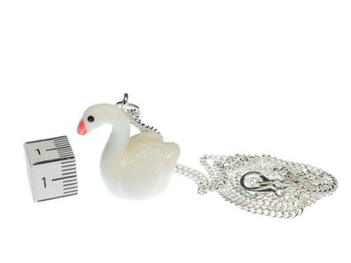 Miniblings Schwan Ente Gans Halskette 60cm Vogel Wasser Schwäne weiß