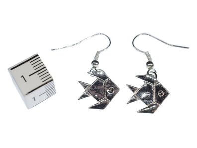Fisch Ohrringe Ohrring Miniblings Hänger Tier Fische Faltkunst Origami silber