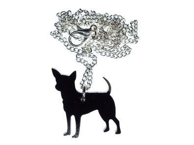 Chihuahua Kette Halskette Miniblings 45cm Hund Rassehund klein Tier gelasert