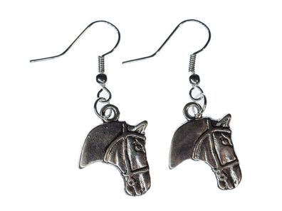 Pferdekopf Ohrringe Ohrring Miniblings Hänger Pferd Cowboy Pferde Metall silber