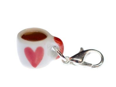 Becher Herz Tasse Charm Miniblings Anhänger Bettelanhänger Porzellan Kaffeebecher