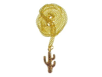 Kaktus Kette Halskette Miniblings 60cm Metall golden Wüste Pflanze Vegas Cowboy