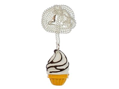 Softeis Waffel Kette Miniblings Schoko Waffeleis Sommer Eis Ferien Dessert 45cm