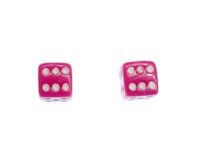 Würfel Ohrstecker Miniblings Stecker Ohrringe Spiel Kasino Spielen 3D rosa pink