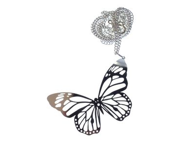 Schmetterling Kette Halskette Miniblings Falter silber Insekt Butterfly 60cm