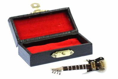 E-Gitarre elektrische Gitarre Brosche Gitarre Gitarrist Miniblings + Box weiß