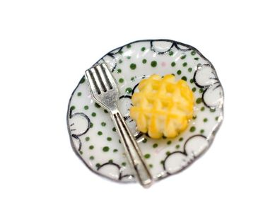 Waffel Teller Brosche Waffeln Kuchenteller Miniblings Essen Dessert Dots Punkte