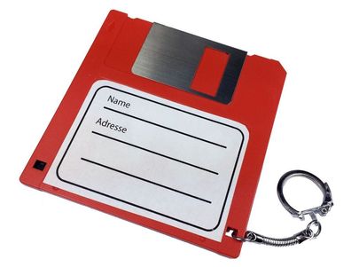 Adressanhänger Taschenanhänger Kofferanhänger Diskette RETRO Disc Floppy ROT