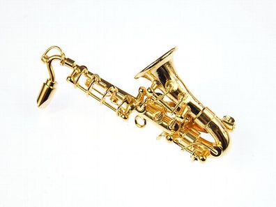 Saxofon Brosche Sax Saxofonbrosche Miniblings Saxophon Anstecknadel + Box vergold.