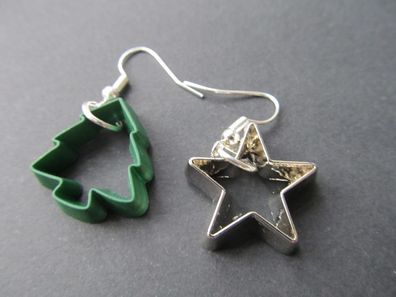 Förmchen Ohrringe Ausstecher Stern Tanne grün Weihnachten Plätzchen Baum Sterne