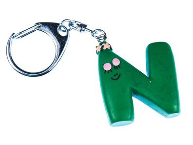 N Barbapapa Schlüsselanhänger Miniblings Anhänger Buchstabe Name Initiale grün