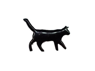 Katze Emaille Brosche Pin Button Miniblings Tier Haustier Cat emailliert schwarz