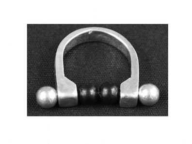 Perlenring Miniblings Ring mit schwarzen und silbernen Perlen versilbert Unikat