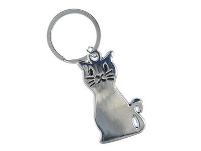 Katze Schlüsselanhänger Miniblings Anhänger Schlüsselring Cat Kitty Kater Silber