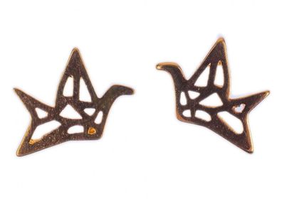 Kranich Ohrstecker Miniblings Stecker Ohrringe Origami Formen Vogel rosegold