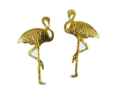 Flamingo Ohrstecker Miniblings Stecker Ohrringe Kranich Tropen Sommer Party gold